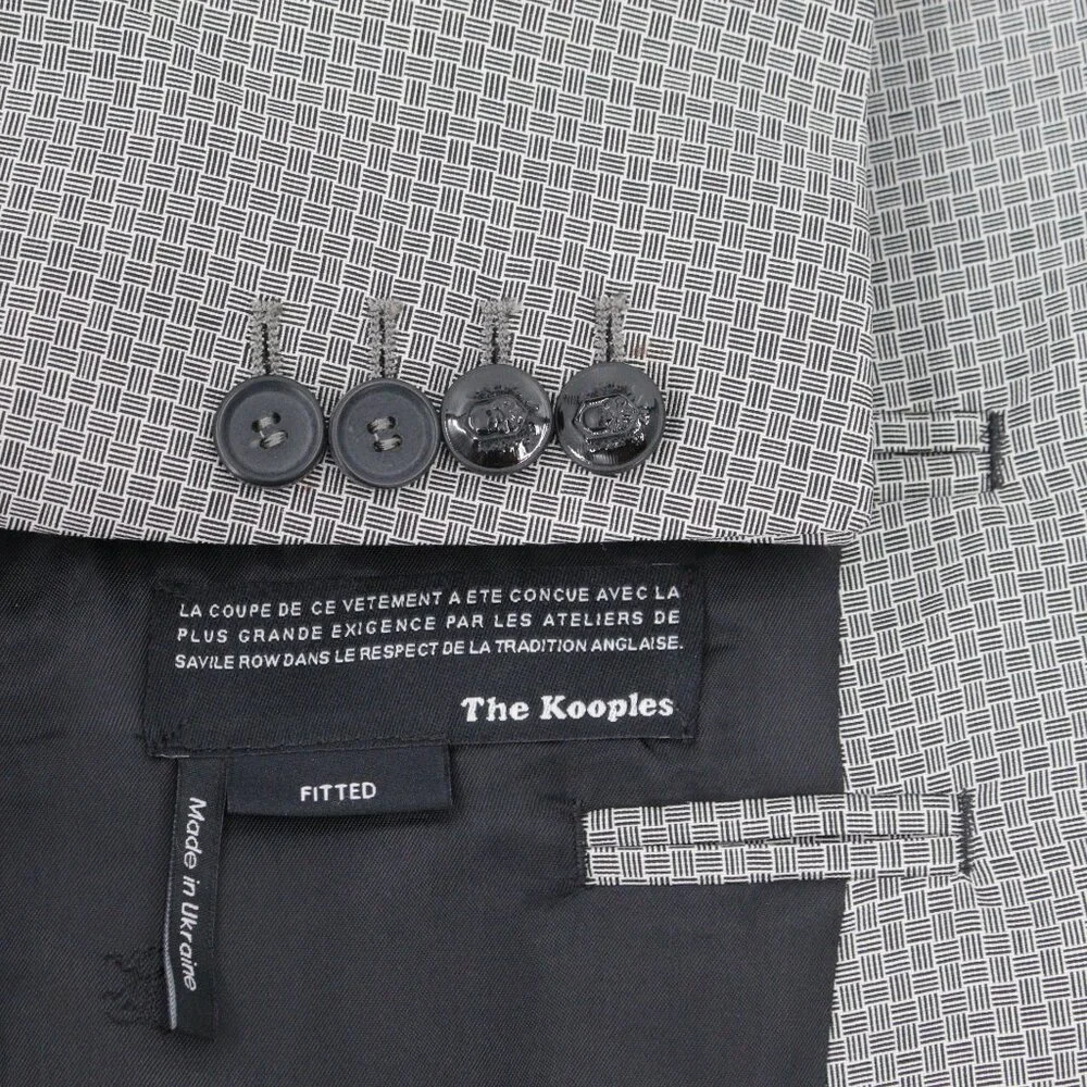 Kooples sport coat Mens 38 one button fitted single breasted check wool mohair